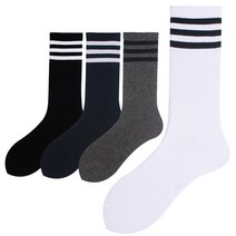 골드만싹스 여성용 스포츠 삼선 포인트 장목 양말 4켤레 세트, 혼합색상