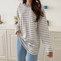 슈가펀 여성용 보노 스트라이프 박시 티셔츠