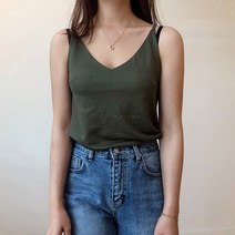 커밍투유 여성용 브이넥 린넨 나시