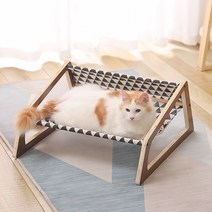 멍뭉스 고양이 우드 해먹형 소파 침대, 블랙 앤 화이트 체크