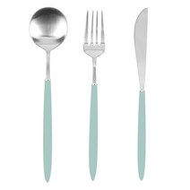 보겐 스텔라 샤틴 양식 커트러리 3종 세트, 다크그린, 디너나이프 + 디너스푼 + 디너포크