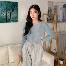 엔비룩 여성용 시엘 크롭 라운드 니트