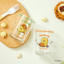 카카오프렌즈 춘식이 데일리 유리컵 230ml 2종 세트, 혼합색상, 1세트