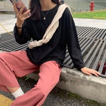 안다로미 여성용 베이직 심플 무지 긴팔티