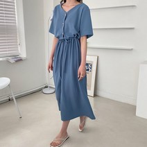 보리맘 끈 단추 빅사이즈 여름 임부 원피스 a601