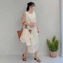 로미스토리 빅사이즈 베이직 주름 민소매 원피스