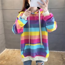 ENFP 레인보우 컬러풀 스트라이프 임산부 후드티