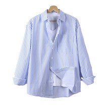 남성용 오버핏 스트라이프 긴팔 셔츠