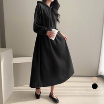 쿨쿠 여성용 기모 허리 밴드 후드 원피스