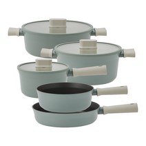 락앤락 인덕션 슈트 IH 후라이팬 냄비 5종 세트, 민트, 멀티팬 22cm + 프라이팬 26cm + 냄비 3종