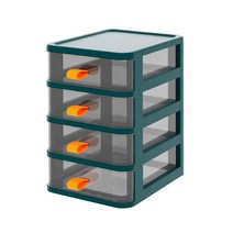 마켓플랜 클링 투명 탁상 수납함 4단, 1개, 그린