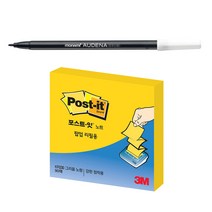 쓰리엠 슈퍼스티키 팝업 리필용 포스트잇 KR-330 + 어데나500 수성펜, 그리움 노랑(포스트잇), 1세트