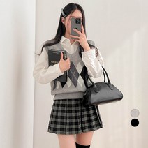 밀키버터 여성용 사계절 아가일 브이넥 니트 조끼