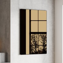 온미러 벽걸이 브론즈경 매트블랙프레임 액자형 거울 900 x 500 mm, 혼합색상