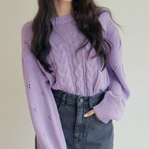 트위 여성용 올슨 케이블 펀칭 니트