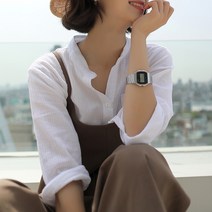 빼빼 여성용 차이나넥 패치포켓 7부 소매 블라우스