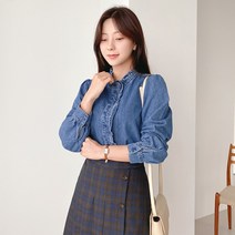 로미스토리 러블리 디테일 데님 블라우스