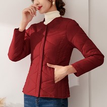 마켓A 여성용 슬림 로즈자수 경량패딩