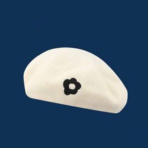 셀레네 꽃 자수 포인트 베레모