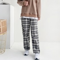 윤베리 울 글렌체크 포켓 와이드 팬츠 트레이닝 팬츠