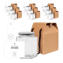 육각 꿀병 470ml + 캡 실버 + 심플 아카시아꿀 스티커 L + 봉인스티커 + 박스 세트, 10세트