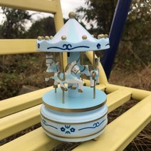 청람 회전목마 뮤직박스 오르골, 하늘색 꽃 풀 프라모델