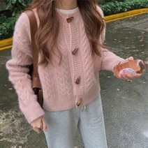 여성용 닷이프 포근 꽈배기 라운드넥 가디건