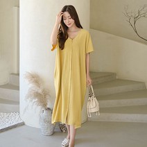 여성용 양브이 로브 셔츠원피스