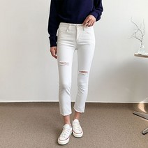 헤이진 여성용 칼구제 밑단컷팅 스판 스키니진