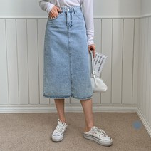 무드인더 여성용 비죠 데님 롱스커트
