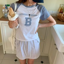 시크블랙 여성용 그루넬 영문 레터링 나그랑 반팔티 cpt12713k35