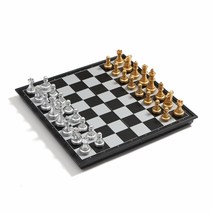 트리 앤티크 접이식 자석 체스 세트 32 x 32 cm, 골드   실버