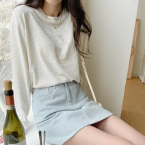 디어로라 여성용 스판 솔리드 긴팔 티셔츠