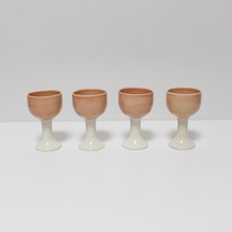 달소금 특이한 도자기 유광 손잡이 술잔 세트 피치, 1세트, 술잔 4p