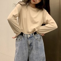 페이토 여성용 단색 캔디 컬러 긴팔 탑 티셔츠