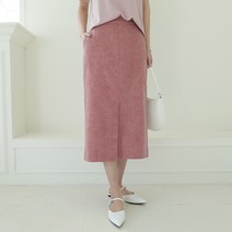 빼빼 여성용 뒷밴딩 피그먼트워싱 앞트임 H라인 롱스커트