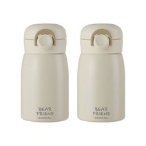 푸코 베어 프렌드 원터치 보온병 2p, 260ml, 베이지