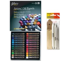 문교 금속 오일파스텔 24색 MOP-24M + 찰필 4종 + 사포 12p 세트, 혼합색상, 1세트