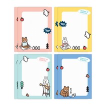 더오픈하우스 곰토끼 직사각 떡메모지 4종 세트 23-7123, 핑크, 옐로우, 민트, 블루, 2세트