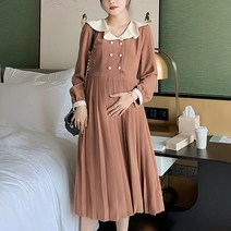 마켓에이 복고풍 더블 주름 임산부 원피스