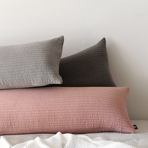 에이트룸 순면 워싱 피그먼트 줄누빔 사각 롱쿠션커버, 핑크