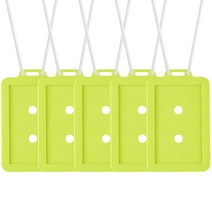 플라이토 실리콘 사원증 케이스 5p + 목걸이줄 5p 세트, 1세트, 그린(케이스), 반투명(목걸이)