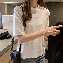 마더브띠 여성용 베이직 레터링 캐주얼 반팔 티셔츠