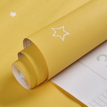 리치오션 인테리어 띠벽지 별마크 포인트 시트지, 옐로우