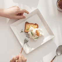 쓰임 마일드 사각접시, 화이트, 2개