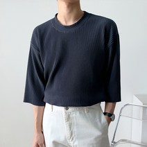 단군 남성용 빅사이즈 플리츠 7부 반팔 티셔츠