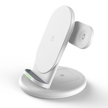 루앱 3 in 1 갤럭시워치 고속 무선 충전기 거치대, 화이트, 1개