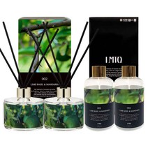 로맨띠끄 퍼퓸 디퓨저 본품 200ml x 2p + 리필액 200ml x 2p 세트, 라임바질 앤 만다린