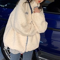 루나글램 임산부 스몰 로고 패치 후리스 집업