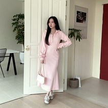 시크블랙 쥬빌린 머메이드 반집업 후드 롱 원피스 cpops8485k31